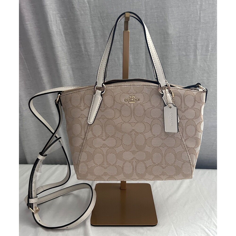 NEW NWT Coach Signature Mini Kelsey Handbag Purse Khaki Shoulder Bag #27580